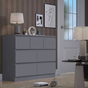 7 Drawer Merchant Chest Of Drawers Dark Matt Grey Scratch Resistant