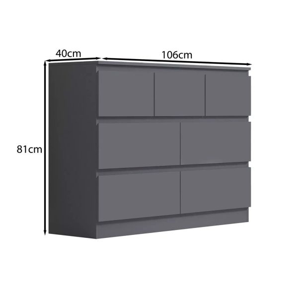 7 Drawer Merchant Chest Of Drawers Dark Matt Grey Scratch Resistant - Image 5
