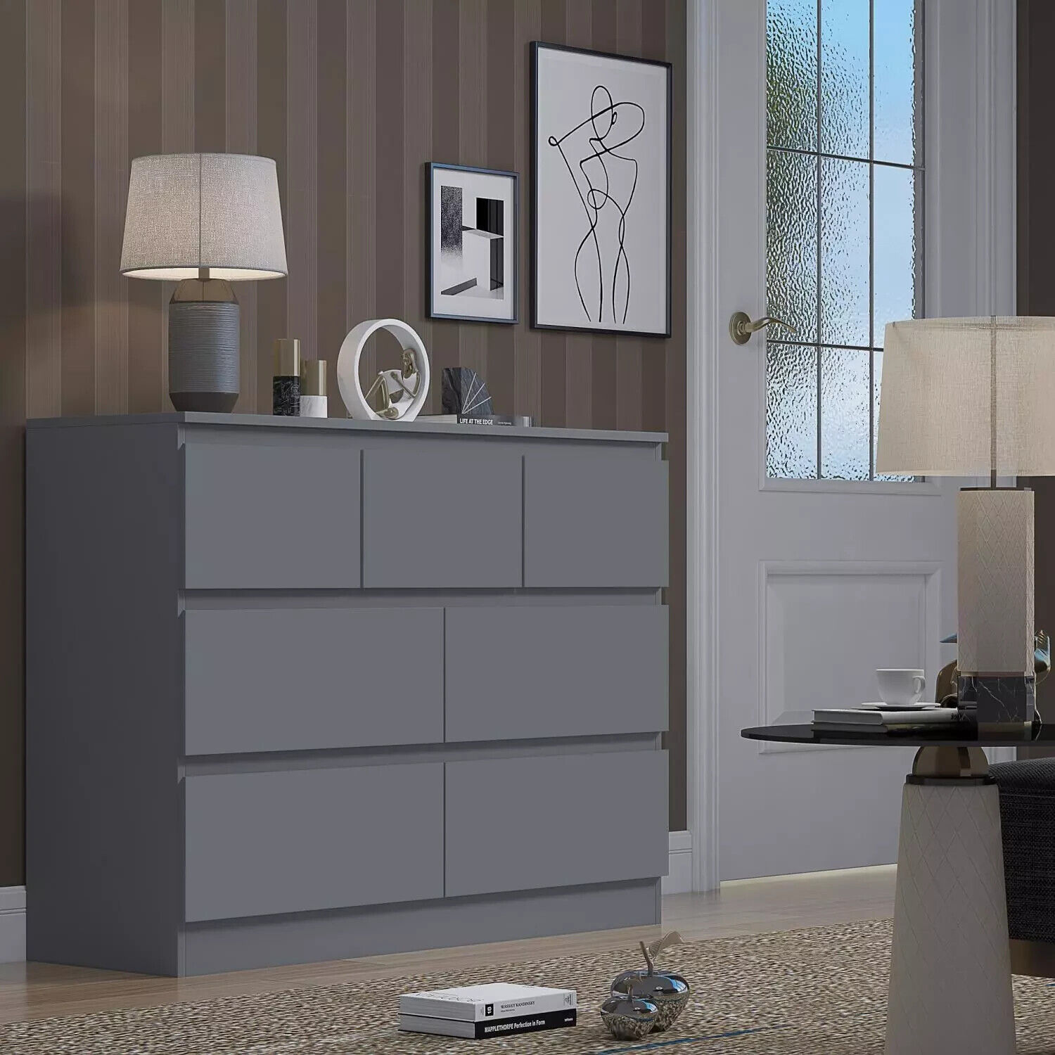 7 Drawer Merchant Chest Of Drawers Dark Matt Grey Scratch Resistant