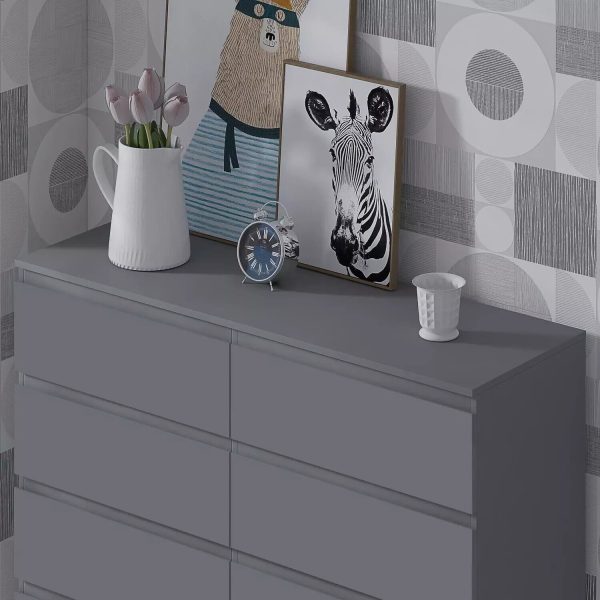 8 Drawer Chest Of Drawers Dark Grey Matt Finish Scratch Resistant - Image 5