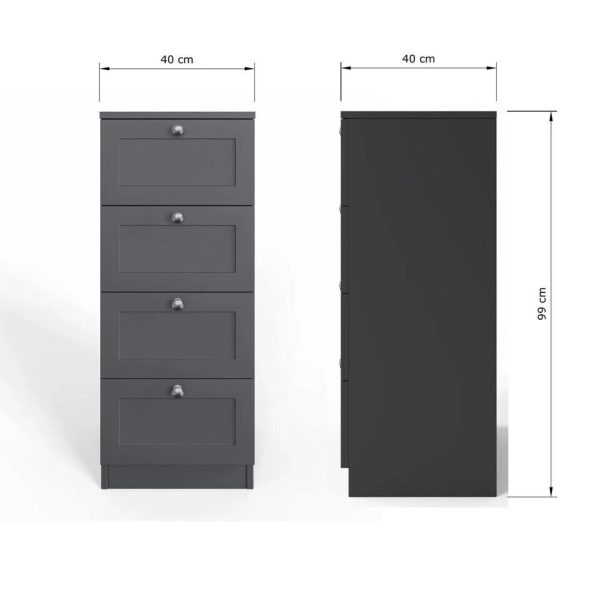 Artus 4 Drawer Chest of Drawers Shaker Style Modern Bedroom Furniture Matt Grey - Image 4