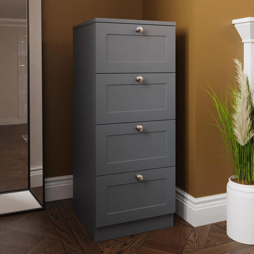 Artus 4 Drawer Chest of Drawers Shaker Style Modern Bedroom Furniture Matt Grey