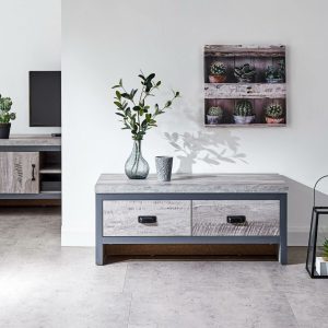 BOSTON 2 DRAWER COFFEE TABLE GREY loft studio apartment furniture