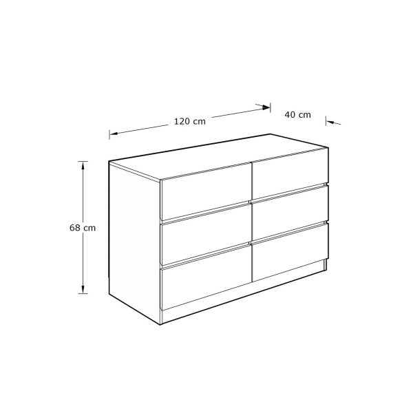 Catania 3+3 Drawer Chest Euro Oak Herringbone inspired Handleless design - Image 7