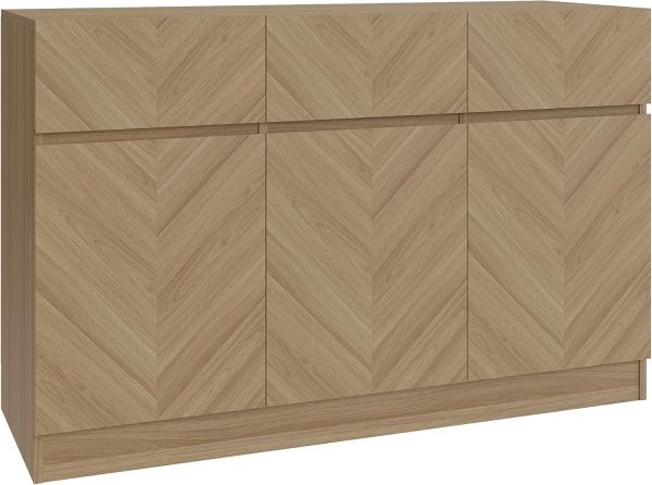 Catania Large Sideboard Euro Oak Herringbone inspired wood-grain finish - Image 3