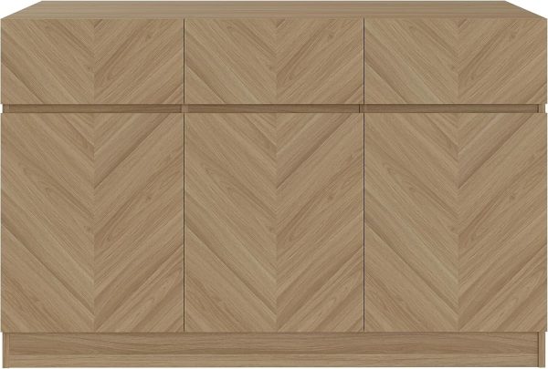Catania Large Sideboard Euro Oak Herringbone inspired wood-grain finish - Image 5