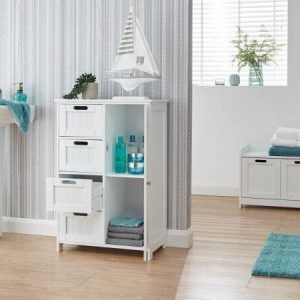 Colonial Multi Cabinet in White 4 drawers 1 cupboard inner shelf Bathroom