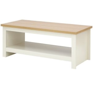 Cream and Oak Coffee Table with shelf Lancaster Range