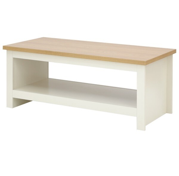 Cream and Oak Coffee Table with shelf Lancaster Range