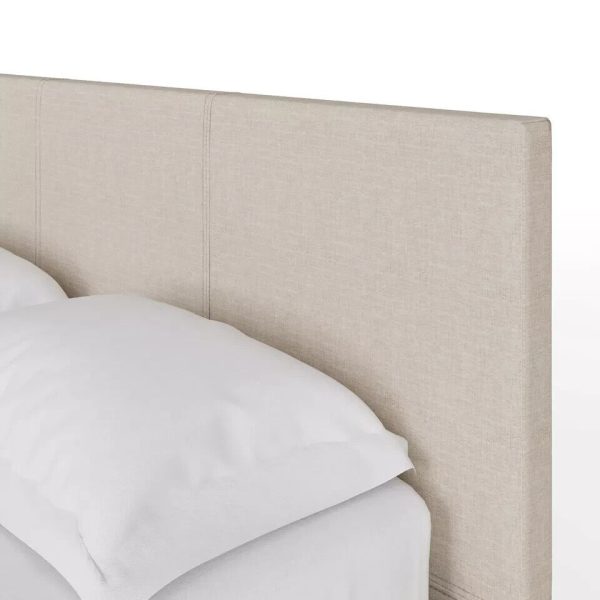 End Lift Ottoman Gas Lift Storage Bed 150CM 5ft King Fabric Natural - Image 8