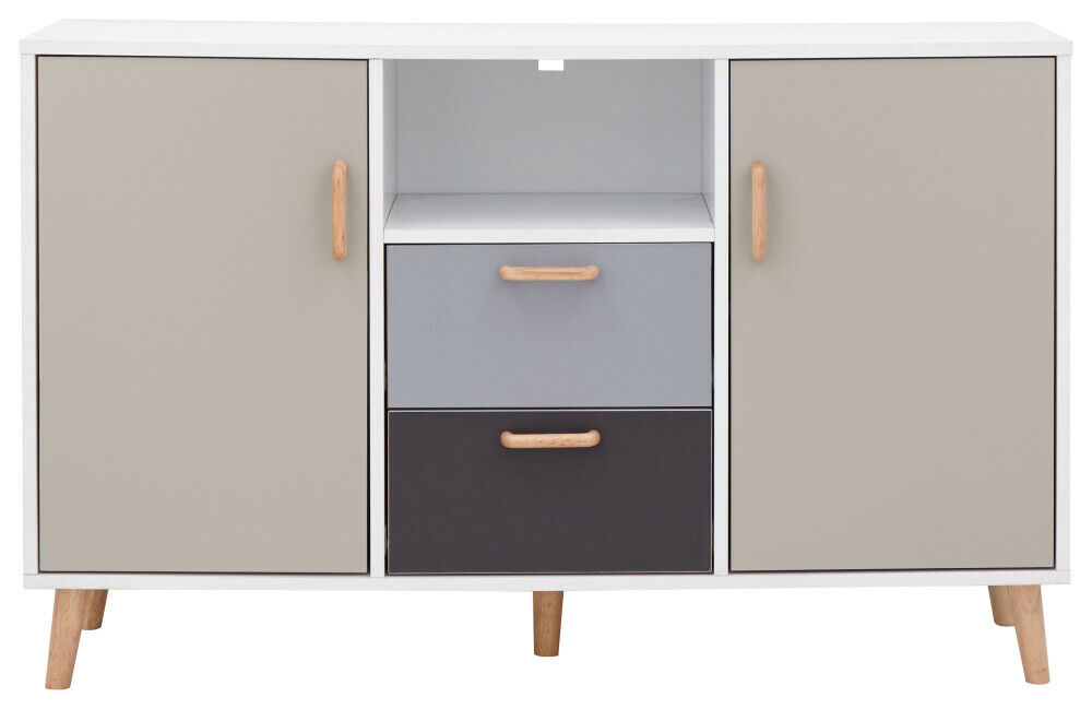 G DELTA TRENDY LARGE 2 DOOR 2 DRAWER SIDEBOARD WHITE & GREY MULTI TONE STORAGE