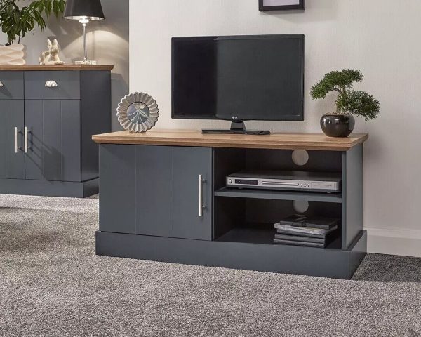 Kendal Small TV Media Entertainment Unit  Slate Blue 1 door 2 shelf - Image 7