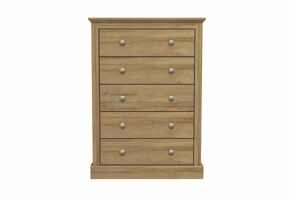 LPD - Devon Oak 5 Drawer Chest Return minor graded