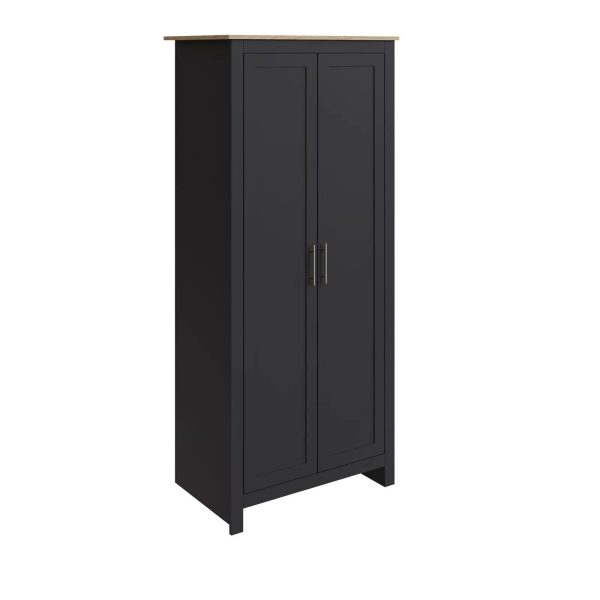 Lancaster 3pc Bedroom Set Black Bedside Cabinet Chest of Drawers Wardrobe Modern - Image 3