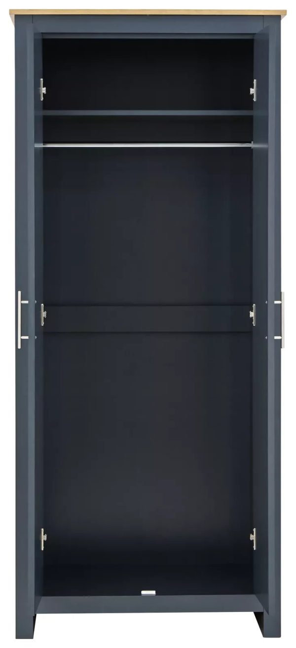 Lancaster Country Style 2 Door Wardrobe Robe Slate Blue - Image 4