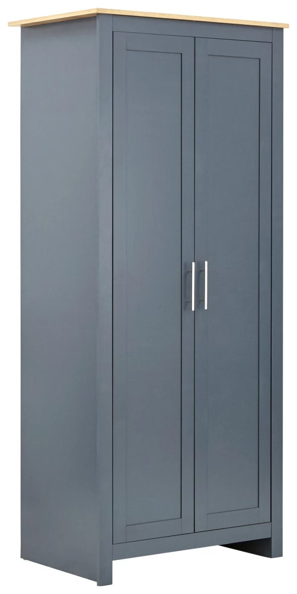 Lancaster Country Style 2 Door Wardrobe Robe Slate Blue