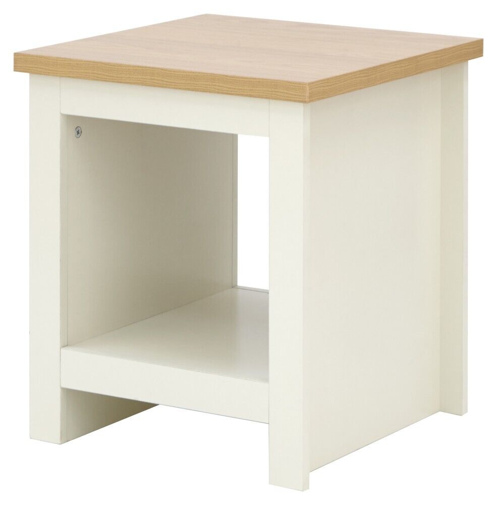 Lancaster Cream and Oak Lamp Table With Shelf MINOR GRADED