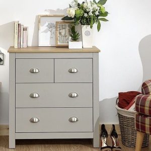 Lancaster bedroom furniture 2+2 drawer chest of 4 drawers- Grey