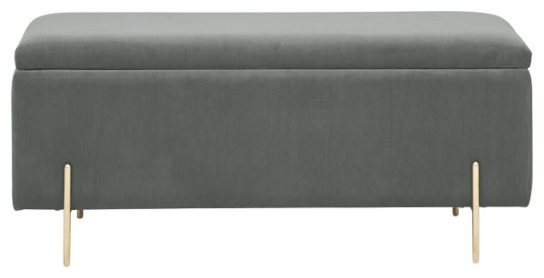 MYSTICA UPHOLSTERED OTTOMAN BOX STORAGE BENCH FABRIC BLANKET BOX STOOL GREY - Image 7