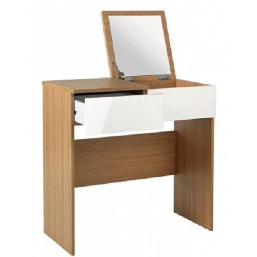 Malibu Oak effect & White 1 drawer Mirror Desk Dressing Table Dresser