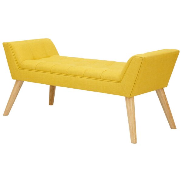 Milan Window Seat Bench Fabric Retro Styled Legs Mustard Yellow T - Image 4