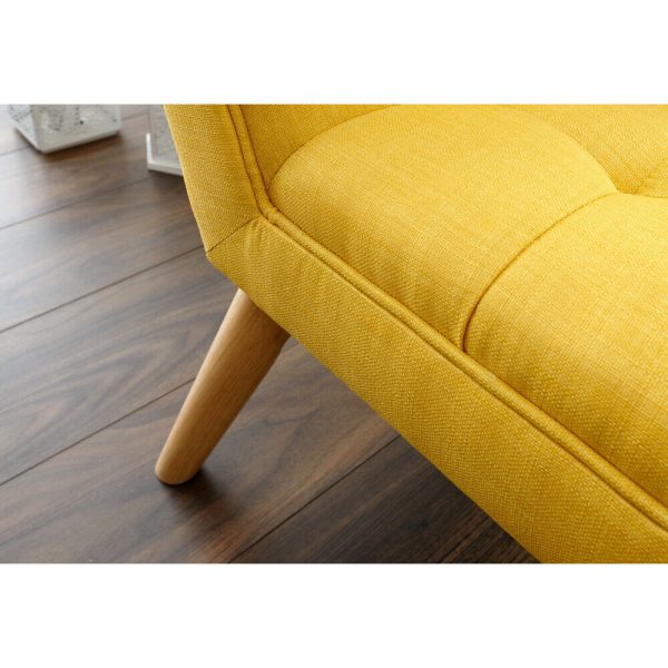Milan Window Seat Bench Fabric Retro Styled Legs Mustard Yellow T - Image 8
