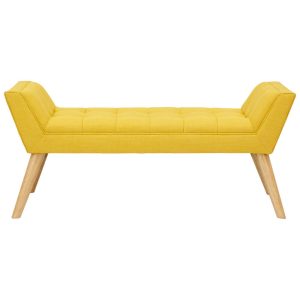 Milan Window Seat Bench Fabric Retro Styled Legs Mustard Yellow O