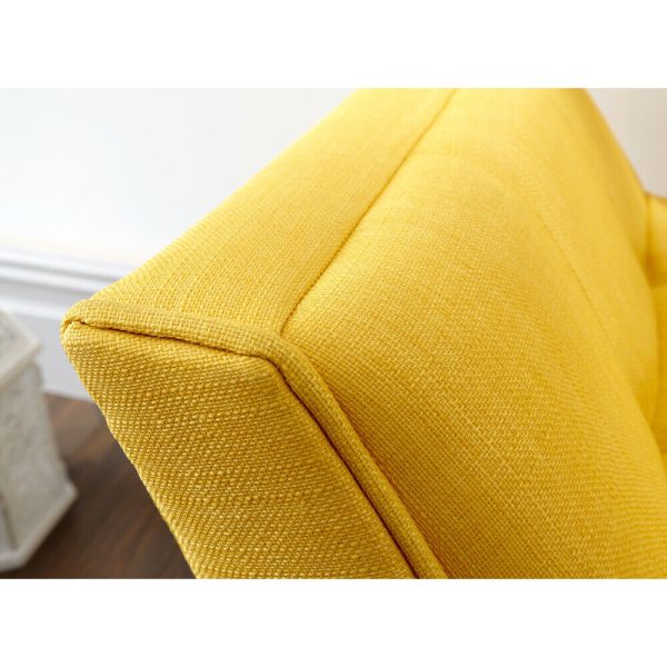 Milan Window Seat Bench Fabric Retro Styled Legs Mustard Yellow O - Image 5