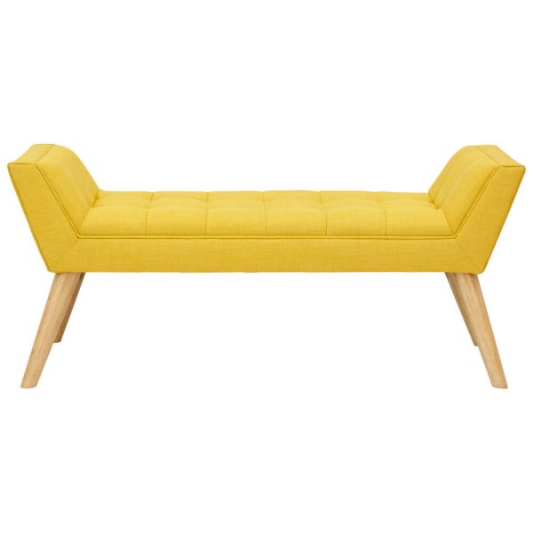 Milan Window Seat Bench Fabric Retro Styled Legs Mustard Yellow O