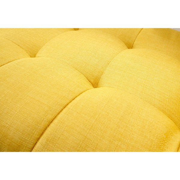 Milan Window Seat Bench Fabric Retro Styled Legs Mustard Yellow O - Image 8