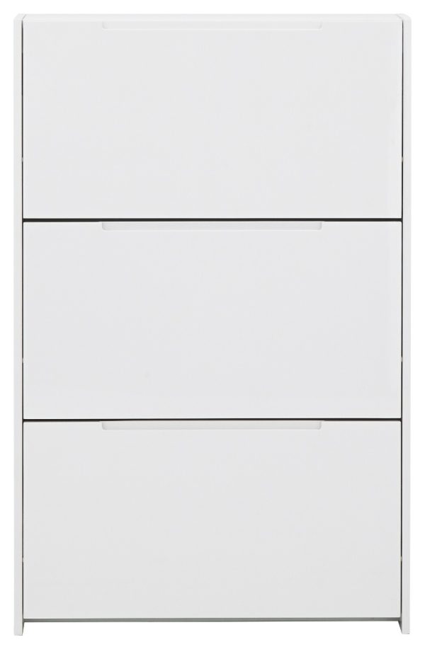 NARROW HIGH GLOSS 3 TIER SHOE CABINET WHITE - Image 6
