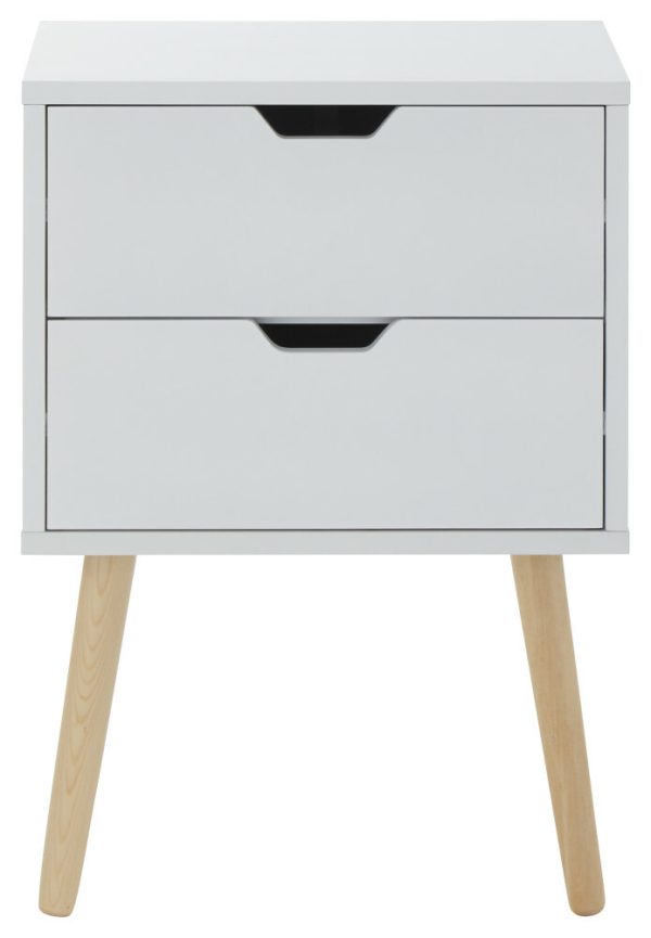 Nyborg 2 drawer bed side chest of Drawers Scandinavian style White minor graded