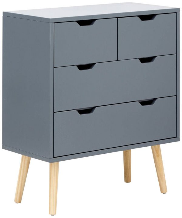 Nyborg Scandinavian Style Bedroom Furniture 2+2 DRAWER CHEST Dark Grey