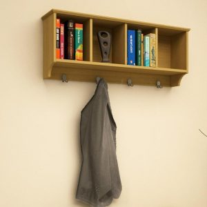 Oak Kempton Wall Rack Storage Unit Shelf Holder Coat Jacket