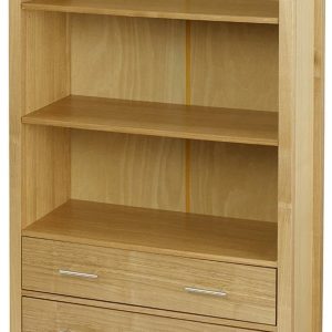 Oakridge Oakdale Ashleigh Oak Stain Ash Veneer Bookcase 2 drawer 3 shelf