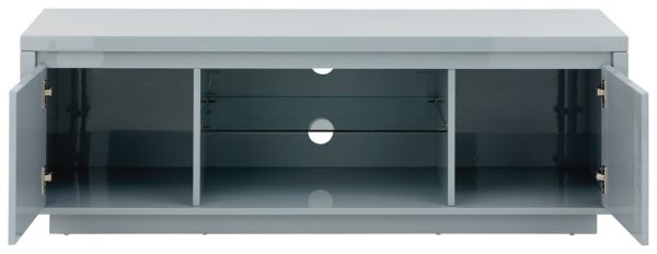 Polar Large Grey High Gloss TV Entertainment Unit with Blue LED lights Graded 1 - Image 10