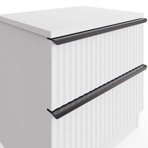 Ripple Effect White 2 Drawer Bedside Table Nightstand Scalloped Fronts - Image 4