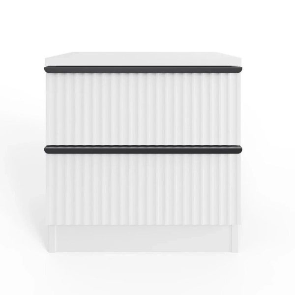 Ripple Effect White 2 Drawer Bedside Table Nightstand Scalloped Fronts - Image 5