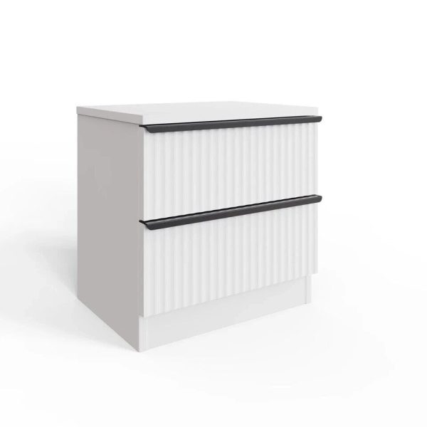 Ripple Effect White 2 Drawer Bedside Table Nightstand Scalloped Fronts - Image 6