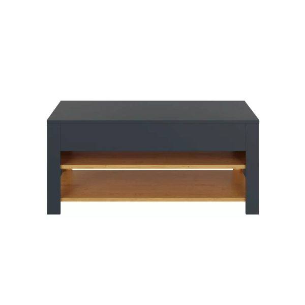 Stylish Coffee Table with LED Anthracite Oak storage shelves - Image 4