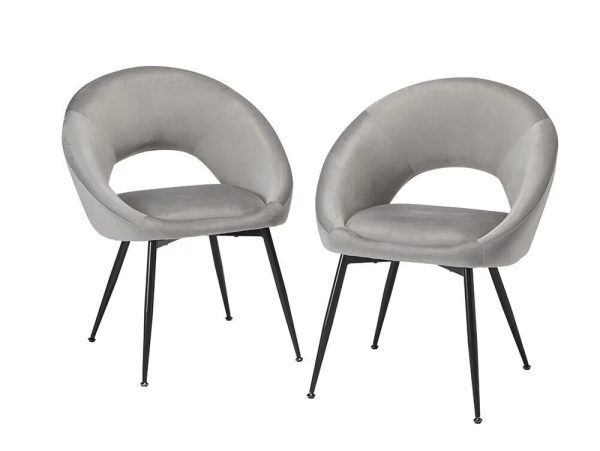 Velvet Dining Chair (Pack of Two) Grey Lulu Brand New Free Home Delivery - Image 3