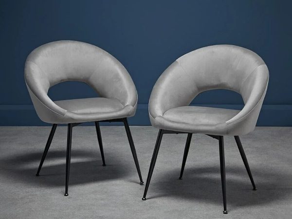 Velvet Dining Chair (Pack of Two) Grey Lulu Brand New Free Home Delivery - Image 2