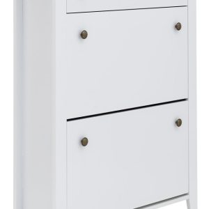 White Deluxe 2 Door 1 Drawer Shoe Storage Cabinet Storage Hallway Entryway