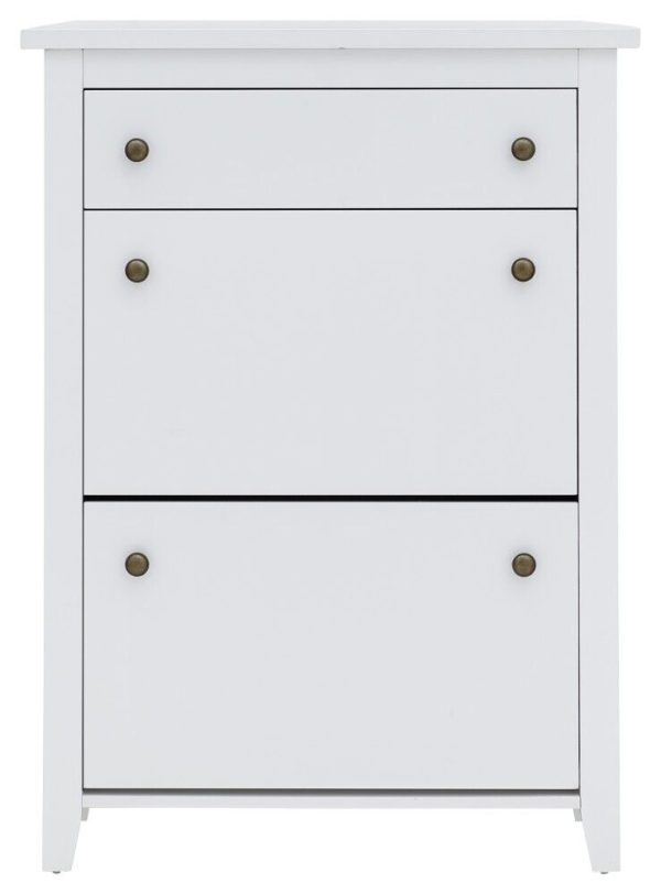 White Deluxe 2 Door 1 Drawer Shoe Storage Cabinet Storage Hallway Entryway - Image 5