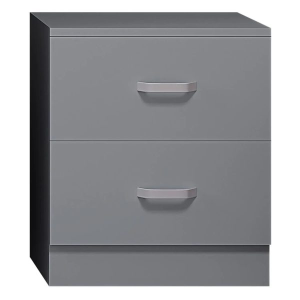 2 Drawer Bedside Cabinet Metal T-Bar Handles Bedroom Furniture Matt Grey - Image 3