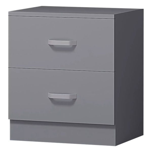 2 Drawer Bedside Cabinet Metal T-Bar Handles Bedroom Furniture Matt Grey - Image 4