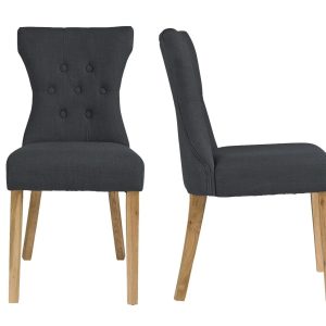 2 x Naples Cushioned Hi Back Dining Bedroom Chair Grey Fabric not original box