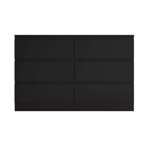 6 Drawer Chest Matt Black Scandinavian Style Modern Bedroom Office Large & Deep - Image 3