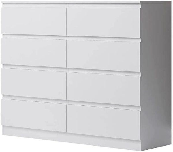 8 Drawer Chest of Drawers Matt White Modern Bedroom Storage Scratch Resistant - Image 3