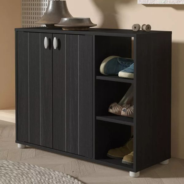 Bideford Compact Shoe Cabinet Rustic Black Oak